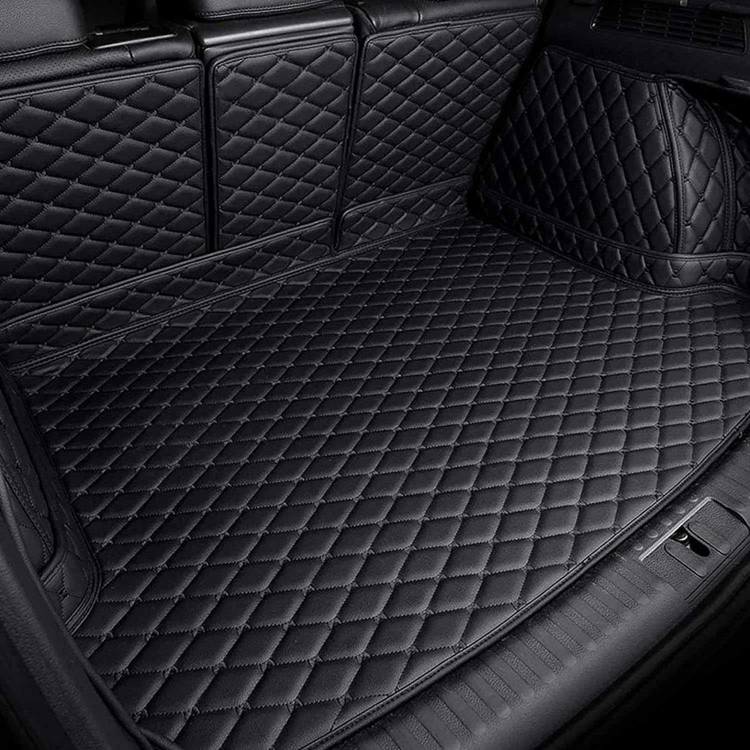 Auto Leder Kofferraummatte für Audi A7 Sportback C8 2018-2023, Vollabdeckung Kofferraumwannen rutschfest Kofferraum Schutzmatte Zubehör,A/All-Black von BAMAT