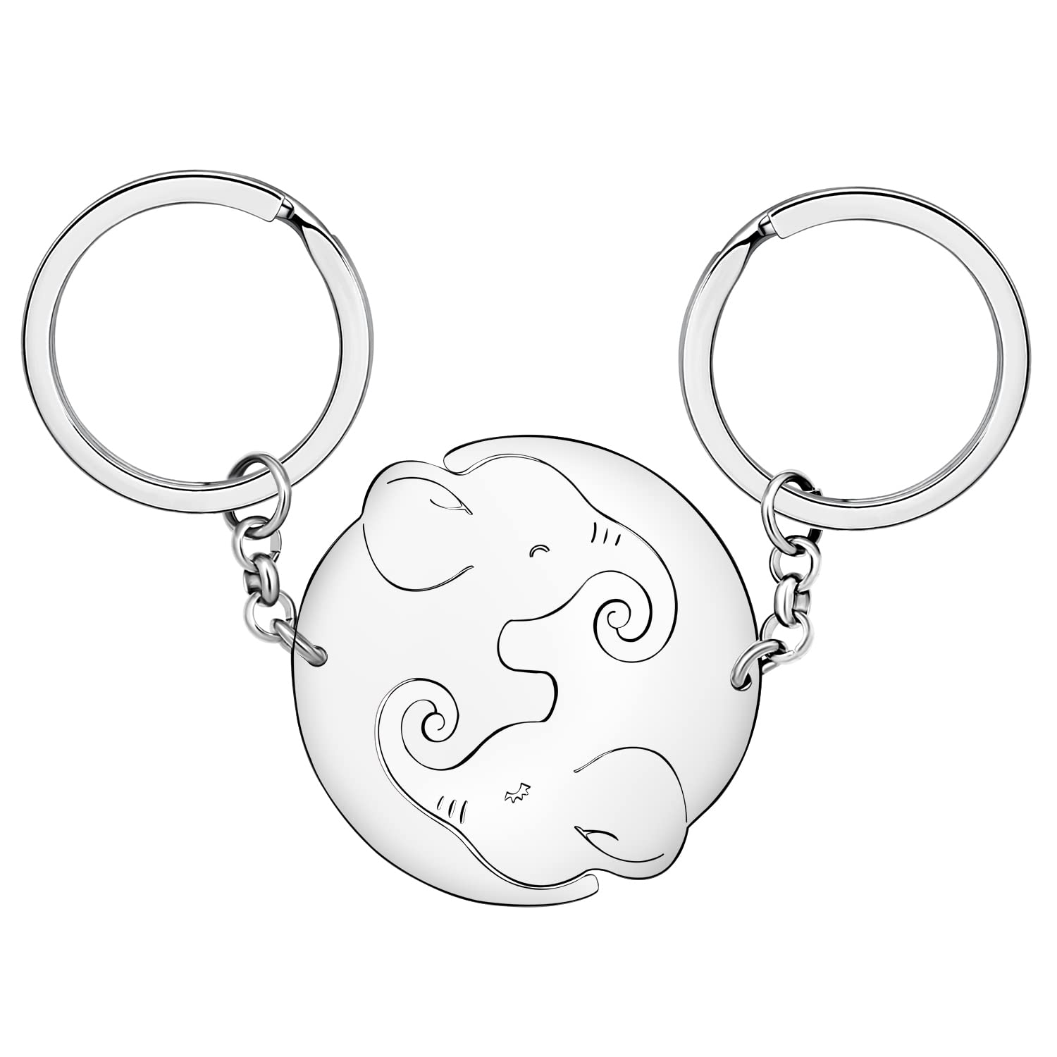 BAMAY Valentinstag Niedlichen Elefanten Schlüsselanhänger Edelstahl Schmuck Geschenke für Frauen Mädchen Charms (Versilbert) von BAMAY