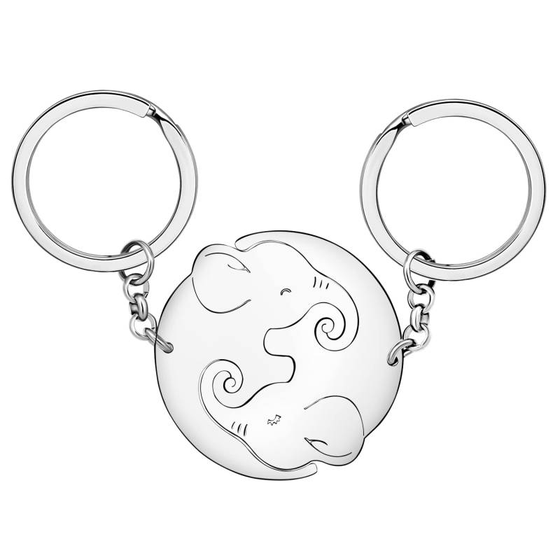 BAMAY Valentinstag Niedlichen Elefanten Schlüsselanhänger Edelstahl Schmuck Geschenke für Frauen Mädchen Charms (Versilbert) von BAMAY