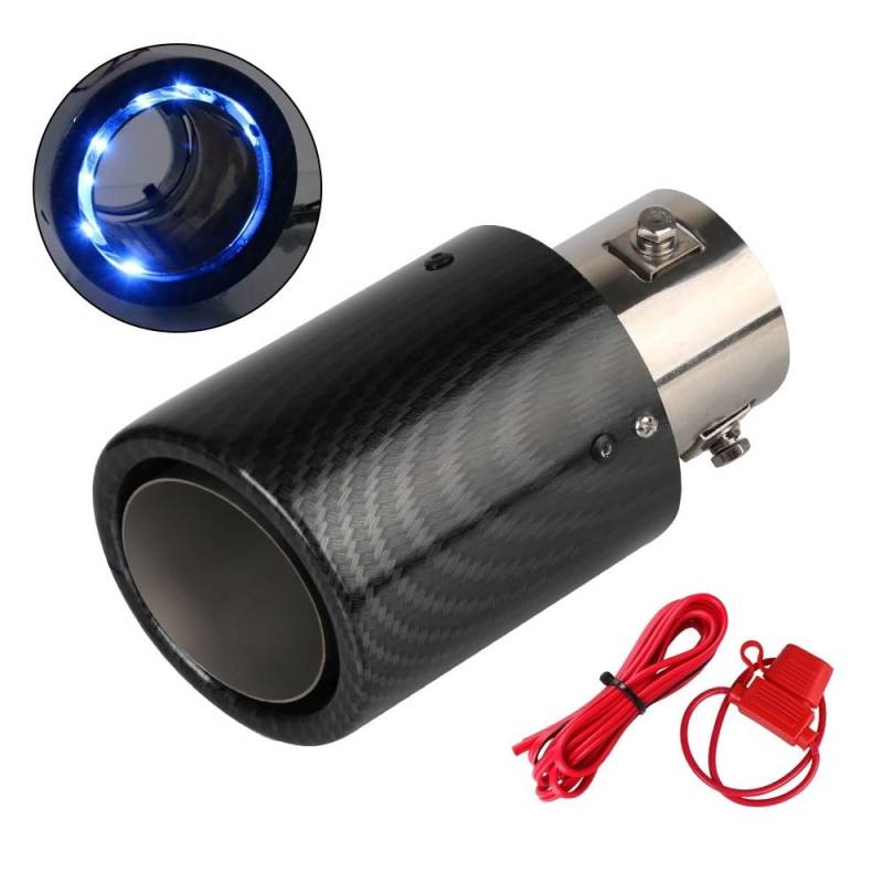 Auspuffblende,Endrohr Auspuffblende Flash Dekorative Lampe Auto Schalldämpfer Motorrad Auspuffrohr Auspuff Glühender Anschluss Kohlefaser Allgemein 63-65mm von BANGHA