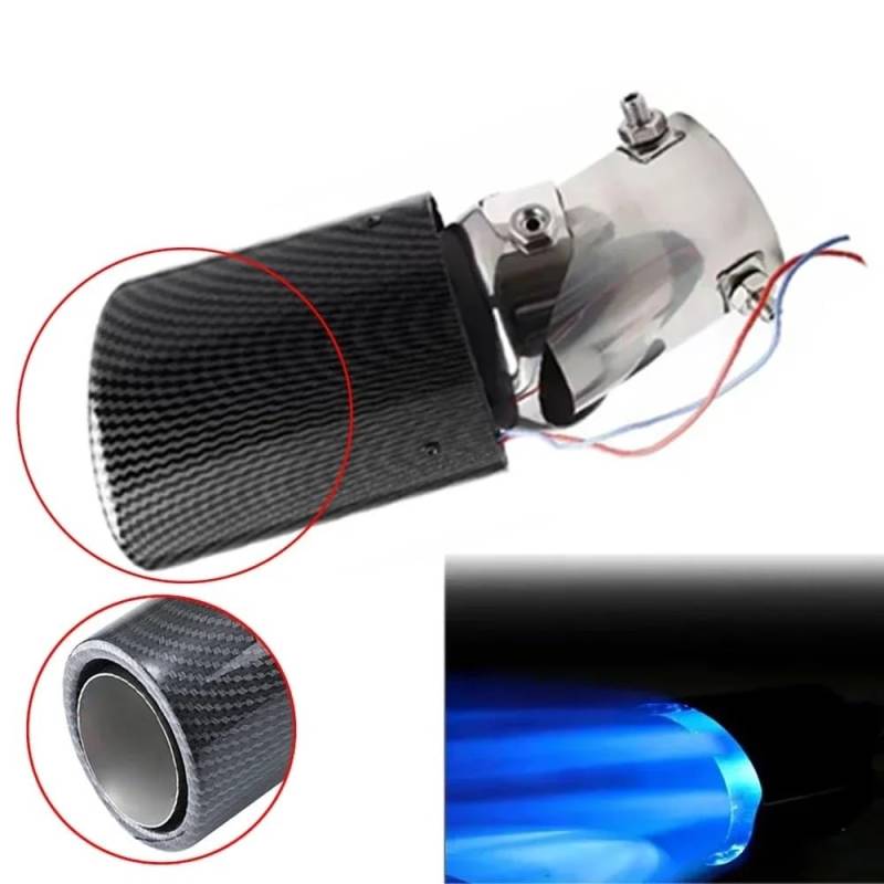Auspuffblende,Endrohr Auspuffblende Universal Auto Auspuff Schalldämpfer Spitze Endrohr Carbon Fiber Auto Einzel Outlet Throat Auspuffrohr(C) von BANGHA