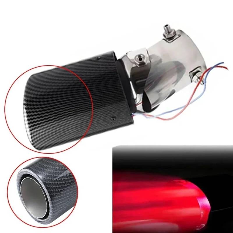 Auspuffblende,Endrohr Auspuffblende Universal Auto Auspuff Schalldämpfer Spitze Endrohr Carbon Fiber Auto Einzel Outlet Throat Auspuffrohr(D) von BANGHA