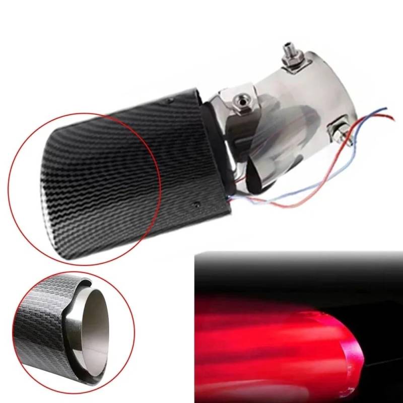 Auspuffblende,Endrohr Auspuffblende Universal Auto Auspuff Schalldämpfer Spitze Endrohr Carbon Fiber Auto Einzel Outlet Throat Auspuffrohr(G Adjustable) von BANGHA