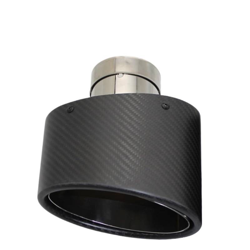 Auspuffblende,Endrohr Auspuffblende Universal Auto Matt Carbon Faser Schalldämpfer Spitze Auspuffrohr Düse Dekoration Edelstahl Silber Oval 150mm Links Rechts(Left 51MM) von BANGHA