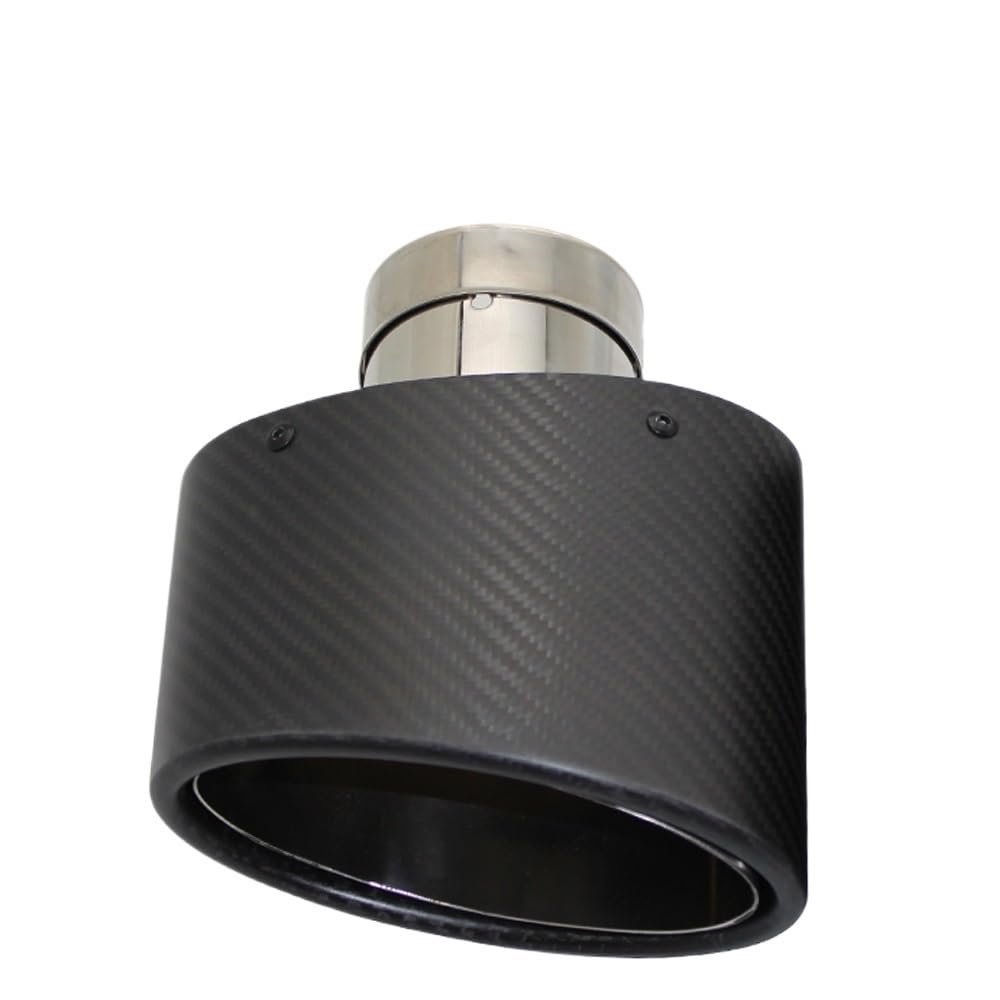 Auspuffblende,Endrohr Auspuffblende Universal Auto Matt Carbon Faser Schalldämpfer Spitze Auspuffrohr Düse Dekoration Edelstahl Silber Oval 150mm Links Rechts(Left 57MM) von BANGHA