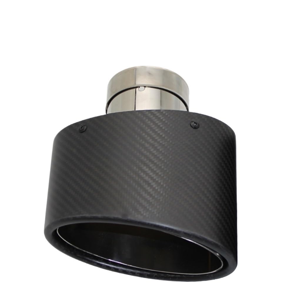 Auspuffblende,Endrohr Auspuffblende Universal Auto Matt Carbon Faser Schalldämpfer Spitze Auspuffrohr Düse Dekoration Edelstahl Silber Oval 150mm Links Rechts(Left 60MM) von BANGHA