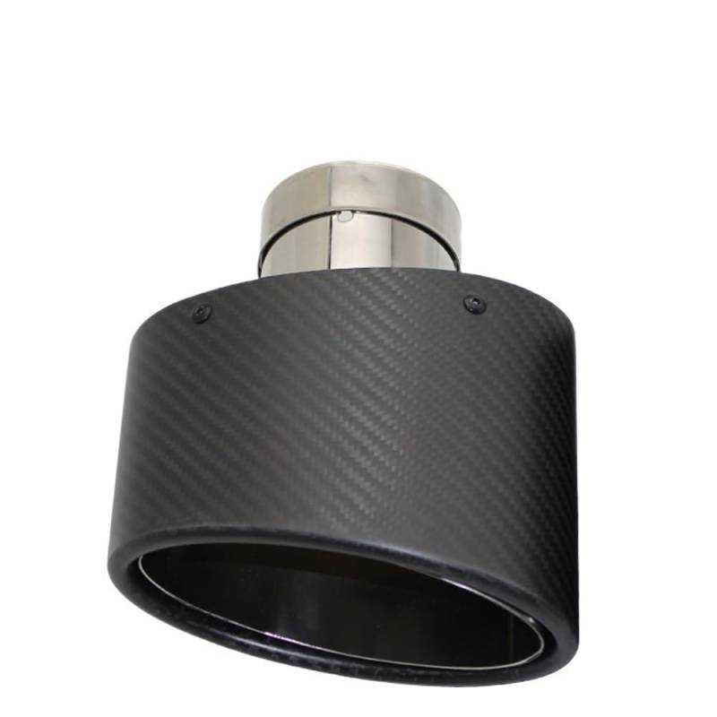 Auspuffblende,Endrohr Auspuffblende Universal Auto Matt Carbon Faser Schalldämpfer Spitze Auspuffrohr Düse Dekoration Edelstahl Silber Oval 150mm Links Rechts(Left 63.0MM) von BANGHA
