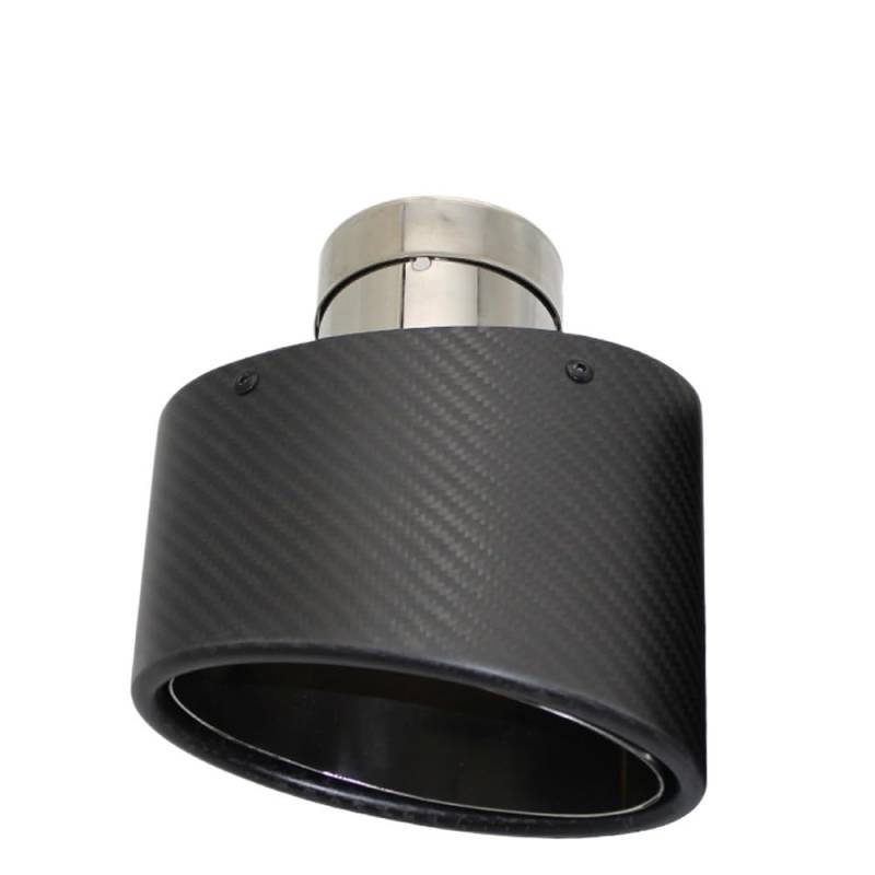 Auspuffblende,Endrohr Auspuffblende Universal Auto Matt Carbon Faser Schalldämpfer Spitze Auspuffrohr Düse Dekoration Edelstahl Silber Oval 150mm Links Rechts(Left 73.0MM) von BANGHA