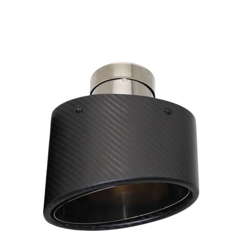 Auspuffblende,Endrohr Auspuffblende Universal Auto Matt Carbon Faser Schalldämpfer Spitze Auspuffrohr Düse Dekoration Edelstahl Silber Oval 150mm Links Rechts(Right 48MM) von BANGHA