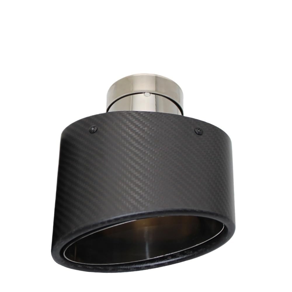 Auspuffblende,Endrohr Auspuffblende Universal Auto Matt Carbon Faser Schalldämpfer Spitze Auspuffrohr Düse Dekoration Edelstahl Silber Oval 150mm Links Rechts(Right 57MM) von BANGHA