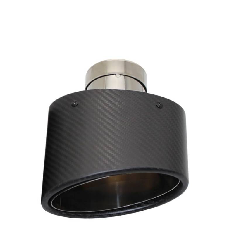 Auspuffblende,Endrohr Auspuffblende Universal Auto Matt Carbon Faser Schalldämpfer Spitze Auspuffrohr Düse Dekoration Edelstahl Silber Oval 150mm Links Rechts(Right 57MM) von BANGHA