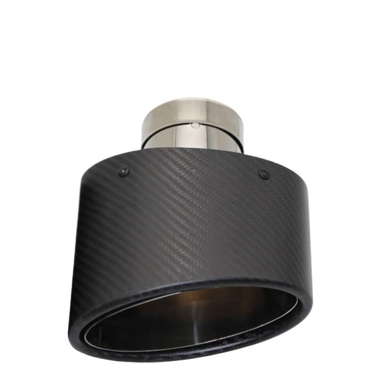 Auspuffblende,Endrohr Auspuffblende Universal Auto Matt Carbon Faser Schalldämpfer Spitze Auspuffrohr Düse Dekoration Edelstahl Silber Oval 150mm Links Rechts(Right 60MM) von BANGHA