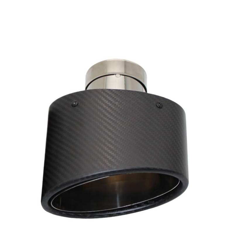 Auspuffblende,Endrohr Auspuffblende Universal Auto Matt Carbon Faser Schalldämpfer Spitze Auspuffrohr Düse Dekoration Edelstahl Silber Oval 150mm Links Rechts(Right 63.0MM) von BANGHA