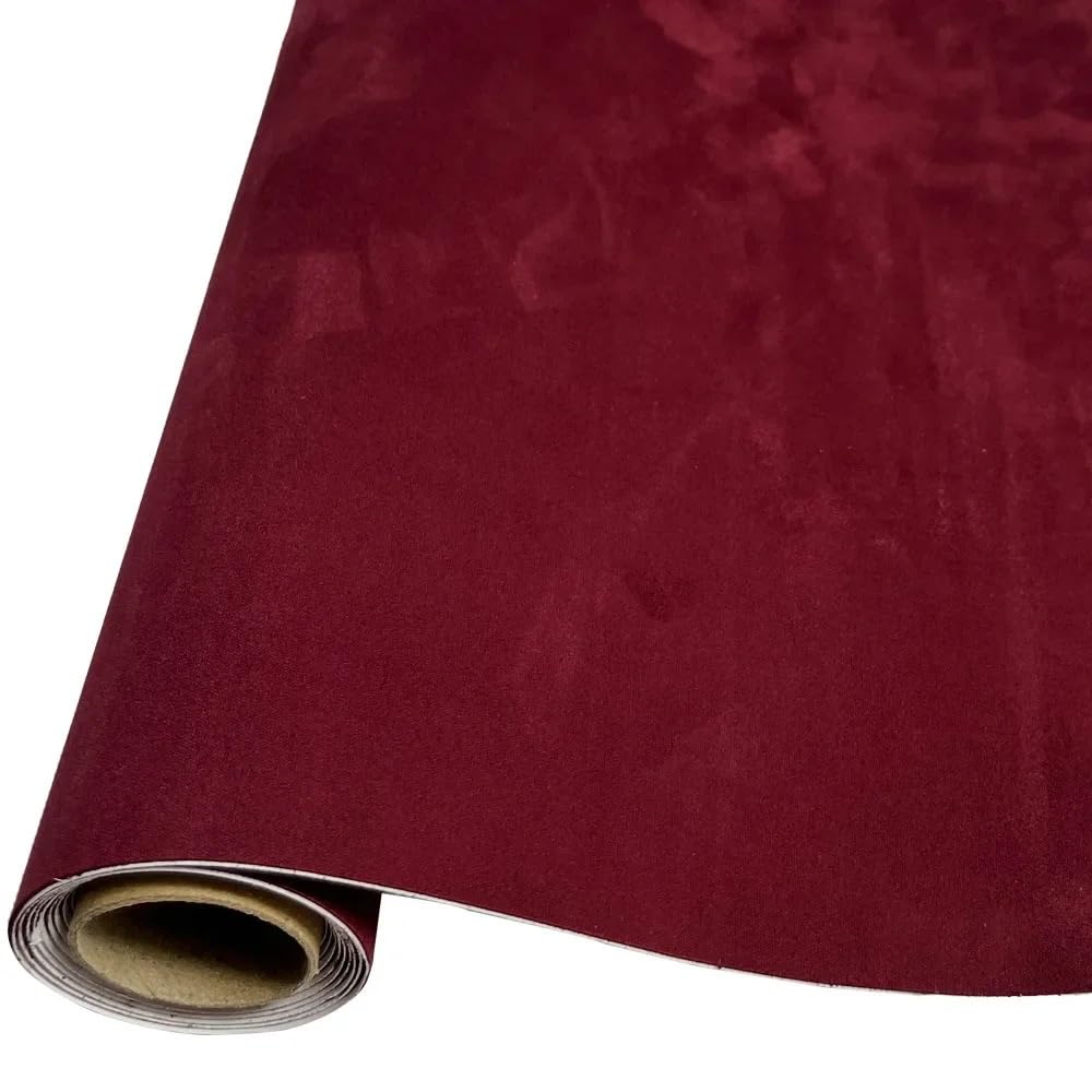 Dachhimmel Stoff,Autohimmelstoff 50 cm * 140 cm/500 cm 0,6 mm selbstklebendes Wildledergewebe in Mehreren Farben, klebriges Ledertuch for den DIY-Auto-Dachhimmel-Innenraum(Wine Red,50cm x 140cm) von BANGHA