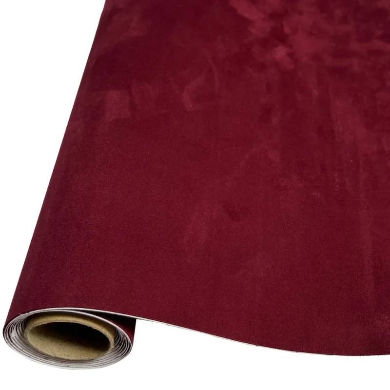 Dachhimmel Stoff,Autohimmelstoff 50 cm * 140 cm/500 cm 0,6 mm selbstklebendes Wildledergewebe in Mehreren Farben, klebriges Ledertuch for den DIY-Auto-Dachhimmel-Innenraum(Wine Red,50cm x 140cm) von BANGHA
