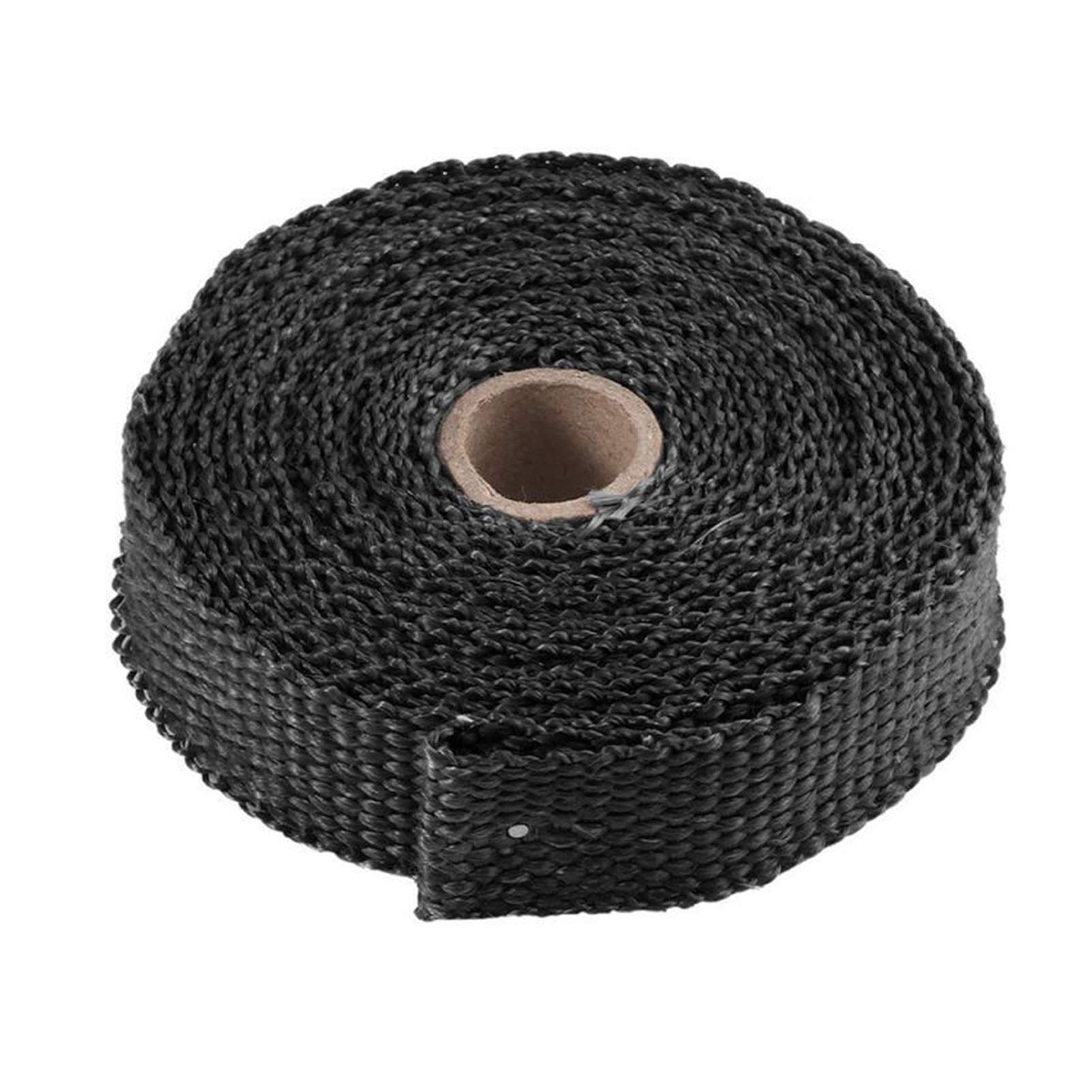 Hitzeschutzband Auspuff,Auspuffband 5m Auspuff-Rohrtuch Glasfaserband Auto Auspuffrohr Wrap Isolation Baumwolltuch Dämmung Wärmegewickelte Band(Black) von BANGHA