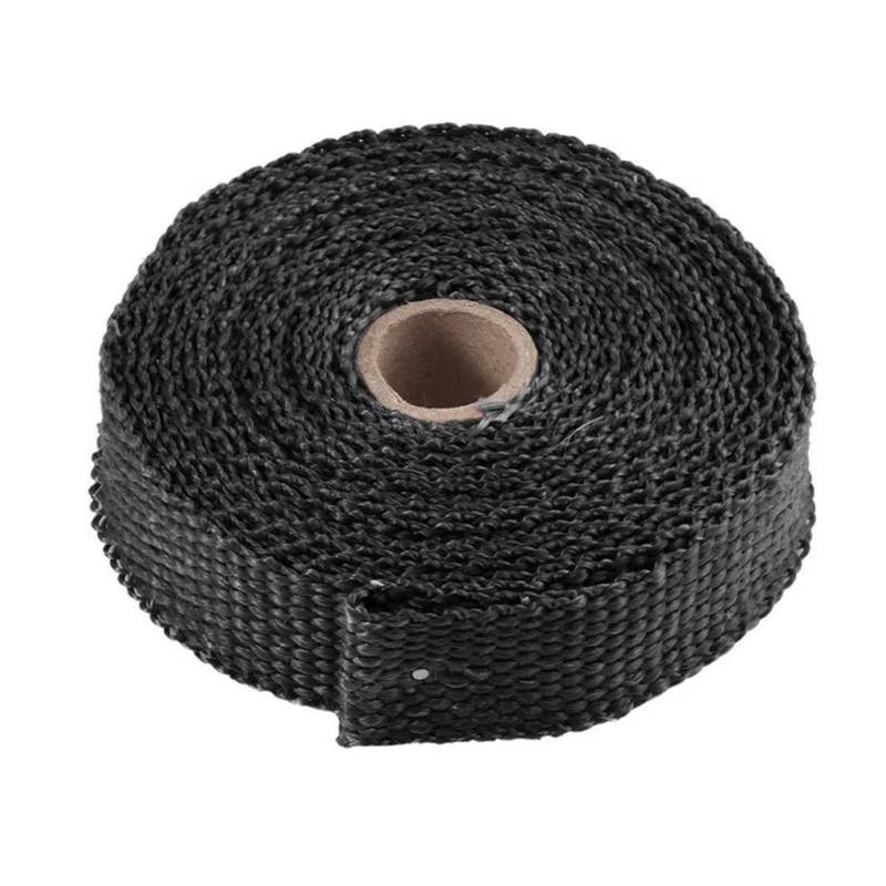 Hitzeschutzband Auspuff,Auspuffband 5m Auspuff-Rohrtuch Glasfaserband Auto Auspuffrohr Wrap Isolation Baumwolltuch Dämmung Wärmegewickelte Band(Black) von BANGHA