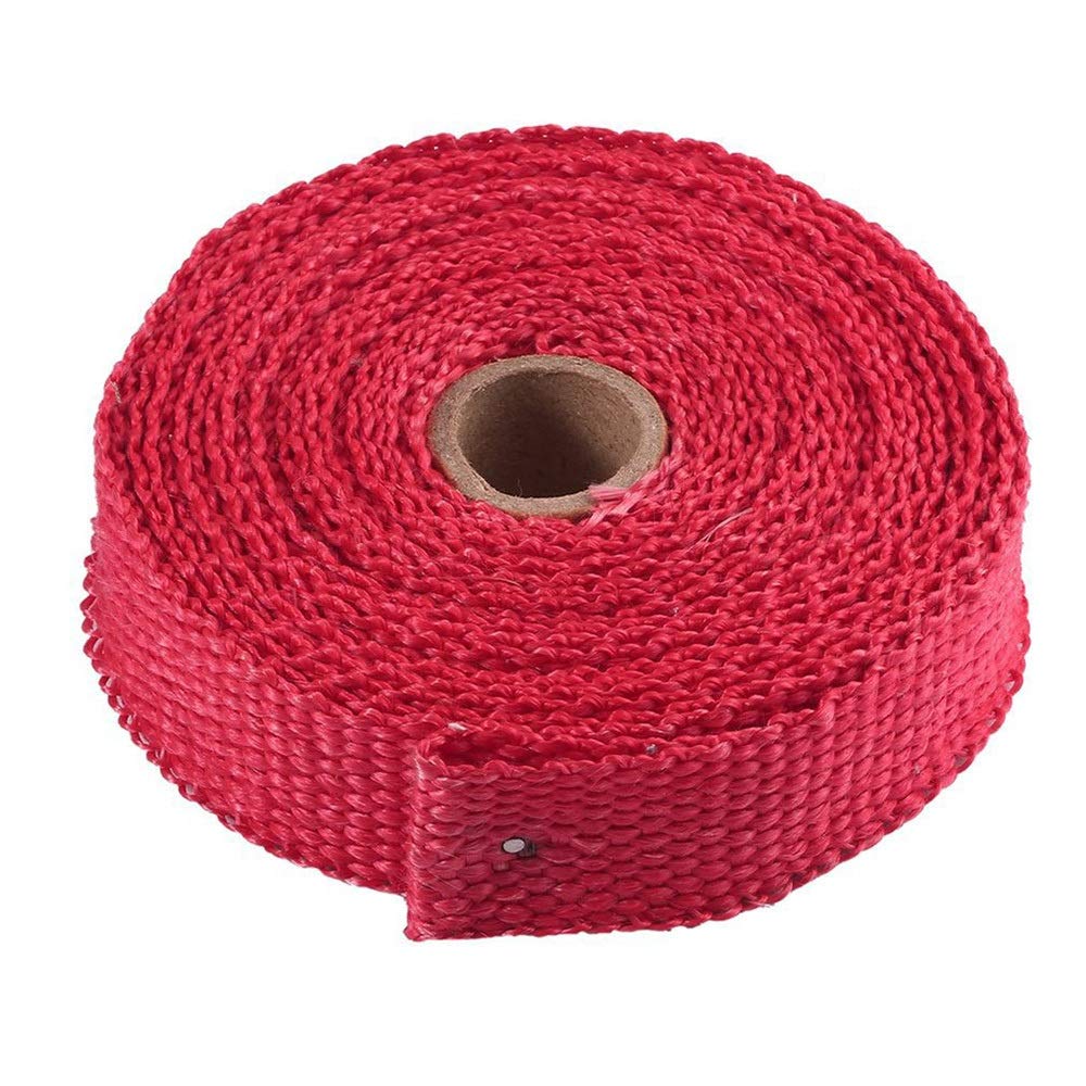 Hitzeschutzband Auspuff,Auspuffband Auto motorrad thermische rostfreie bindungen unbrettlich turbo verteiler wärmeableitungsband motorrad zubehör auto teile(Red) von BANGHA