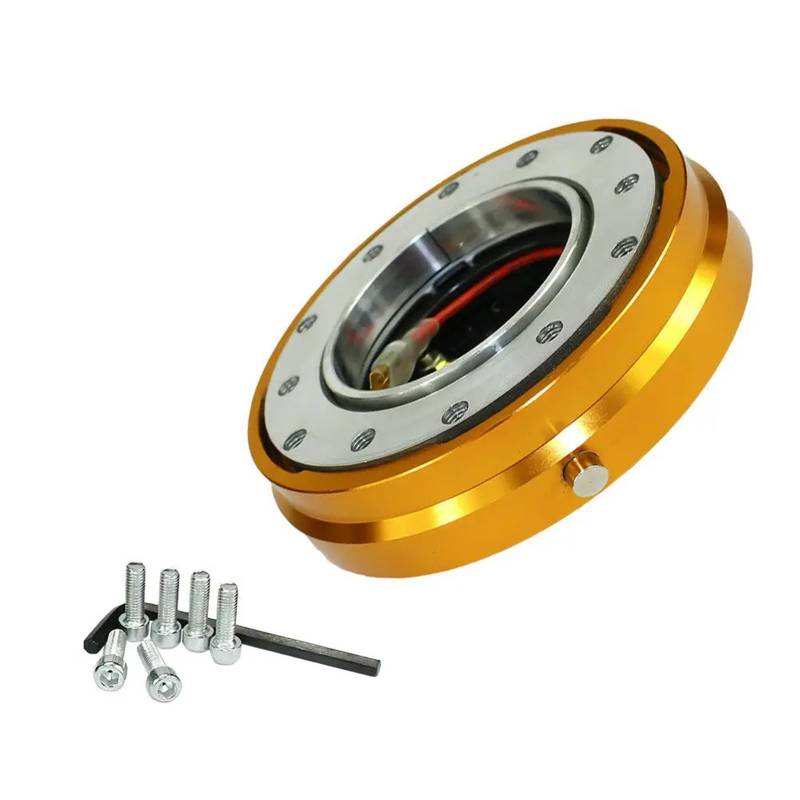 Lenkradnaben,Lenkradnaben Adapter Dünne Version 6 Loch Universal Auto Auto Racing Lenkrad Quick Release Hub Adapter Snap Off Kit(Gold) von BANGHA