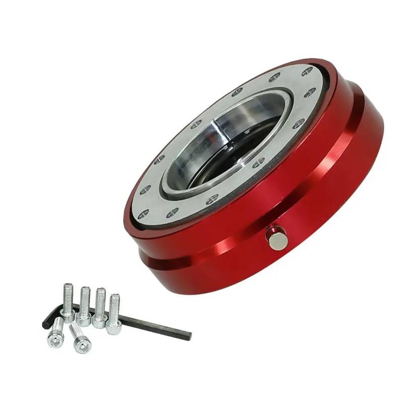 Lenkradnaben,Lenkradnaben Adapter Dünne Version 6 Loch Universal Auto Auto Racing Lenkrad Quick Release Hub Adapter Snap Off Kit(Red) von BANGHA