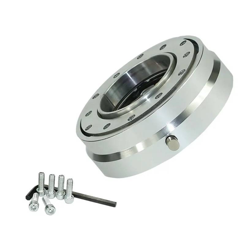 Lenkradnaben,Lenkradnaben Adapter Dünne Version 6 Loch Universal Auto Auto Racing Lenkrad Quick Release Hub Adapter Snap Off Kit(Silver) von BANGHA