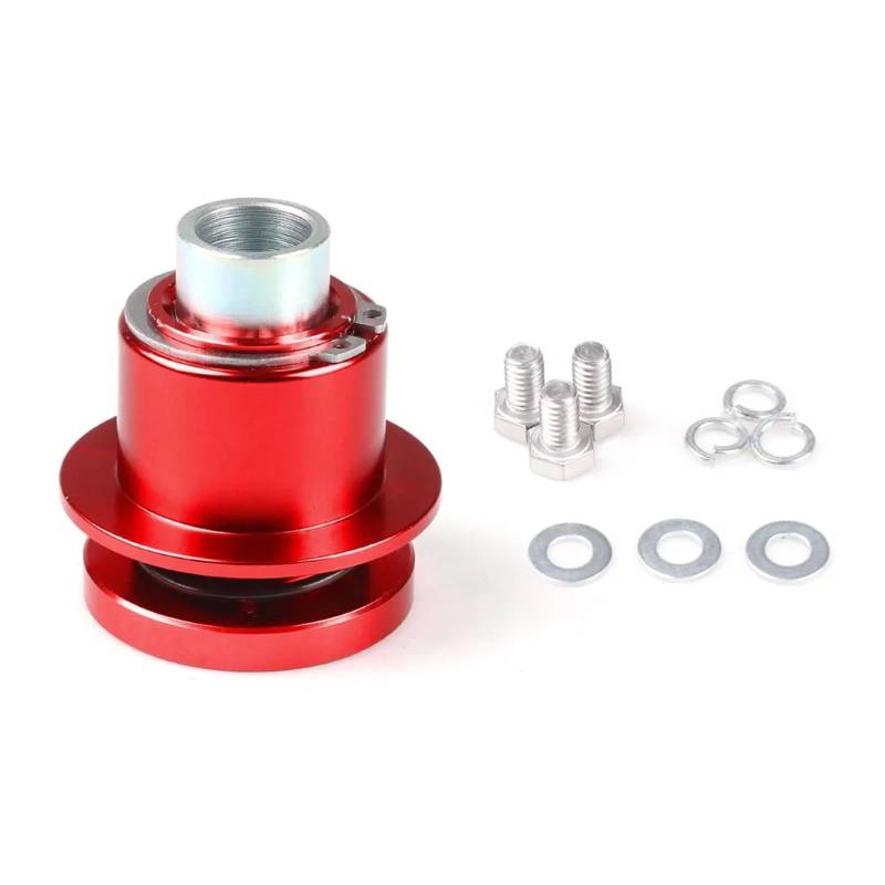 Lenkradnaben,Lenkradnaben Adapter Universal Aluminium Legierung 360 Grad Auto Lenkrad Quick Release Trennen Hub Adapter Auto Lenkrad Snap Off(Red) von BANGHA
