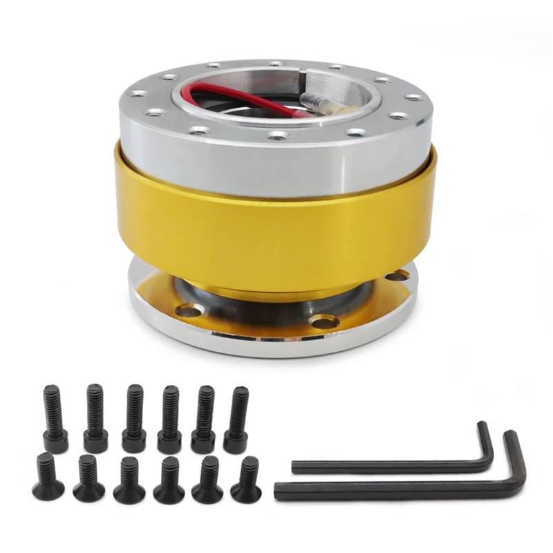 Lenkradnaben,Lenkradnaben Adapter Universal Auto Tuning Lenkrad Quick Release Hub Adapter Snap Off Kit Auto Zubehör(With SPC GOLD) von BANGHA
