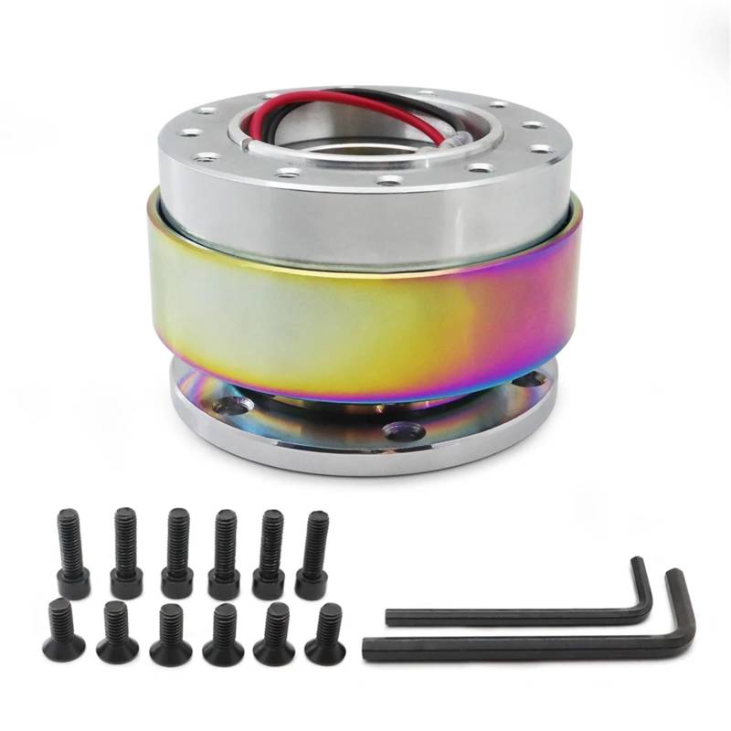 Lenkradnaben,Lenkradnaben Adapter Universal Auto Tuning Lenkrad Quick Release Hub Adapter Snap Off Kit Auto Zubehör(With SPC NEO CHROME) von BANGHA