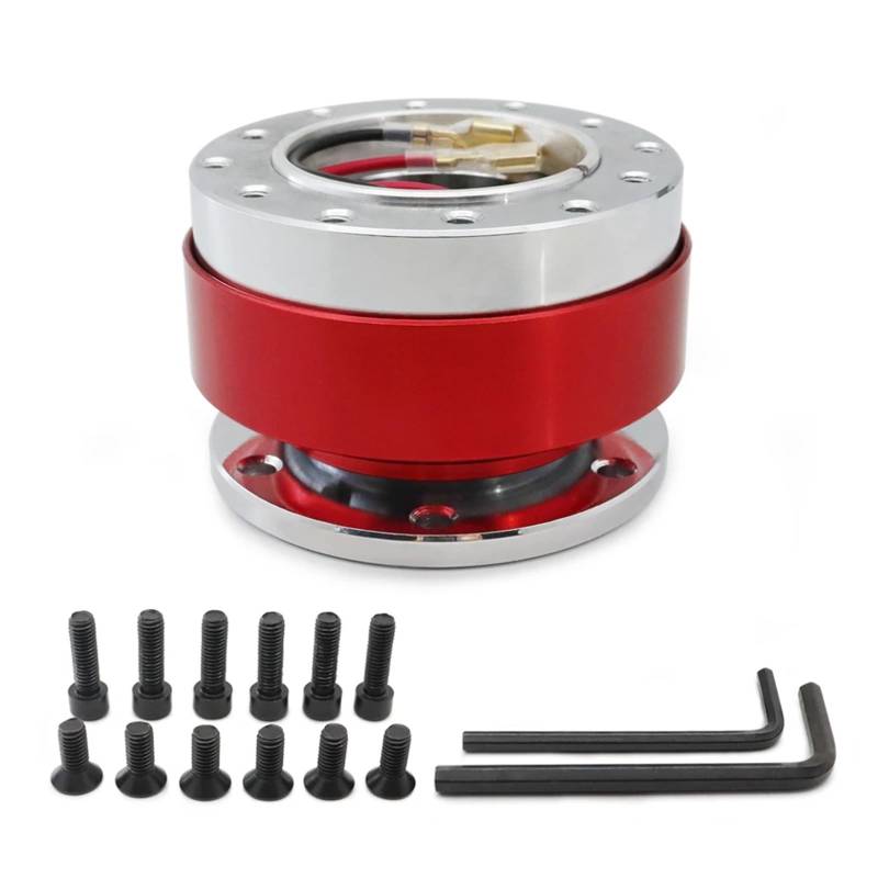 Lenkradnaben,Lenkradnaben Adapter Universal Auto Tuning Lenkrad Quick Release Hub Adapter Snap Off Kit Auto Zubehör(With SPC RED) von BANGHA