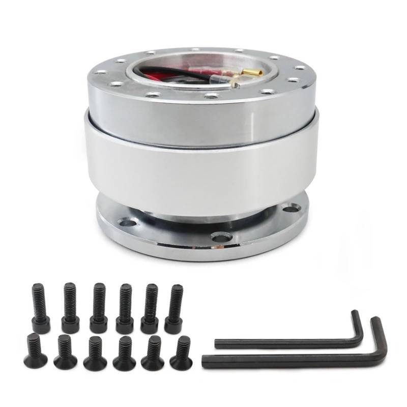 Lenkradnaben,Lenkradnaben Adapter Universal Auto Tuning Lenkrad Quick Release Hub Adapter Snap Off Kit Auto Zubehör(With SPC SILVER) von BANGHA