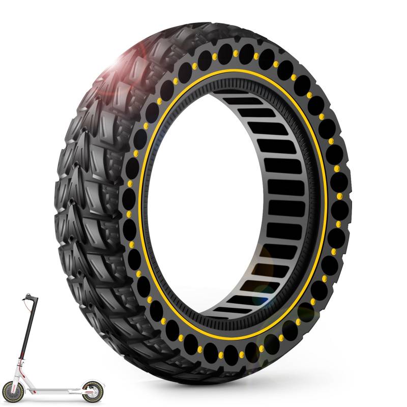 BANGTING 1PCS 60/70-6.5 E Scooter Reifen,10x2.50-6.5 Vollgummireifen, 10x2.5 zoll Ersatzreifen für Ninebot Max G2 / G30 / G30D / G30E / G30E / G30LP / G30D II / G30 Max (Gelb) von BANGTING