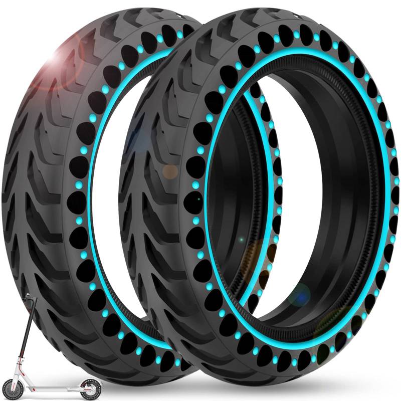 BANGTING 2 PCS 8 1/2 x2 E Scooter Solid Reifen, 8,5 Zoll Vollgummireifen, 50/75-6.1 Ersatzreifen für Xiaomi Pro 2 / M365 / M365 Pro / 1S / 3/3 Lite/Essential (Blau, Keine Werkzeuge) von BANGTING