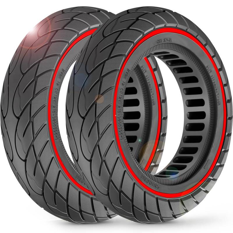 BANGTING 2PCS 10x2.125 zoll E Scooter Solid Reifen, 50/75-6.1 Vollgummireifen, 8 1/2 x2 Ersatzreifen für Xiaomi Pro 2 / M365 / M365 Pro / 1S / 3/3 Lite/Essential (Rot) von BANGTING