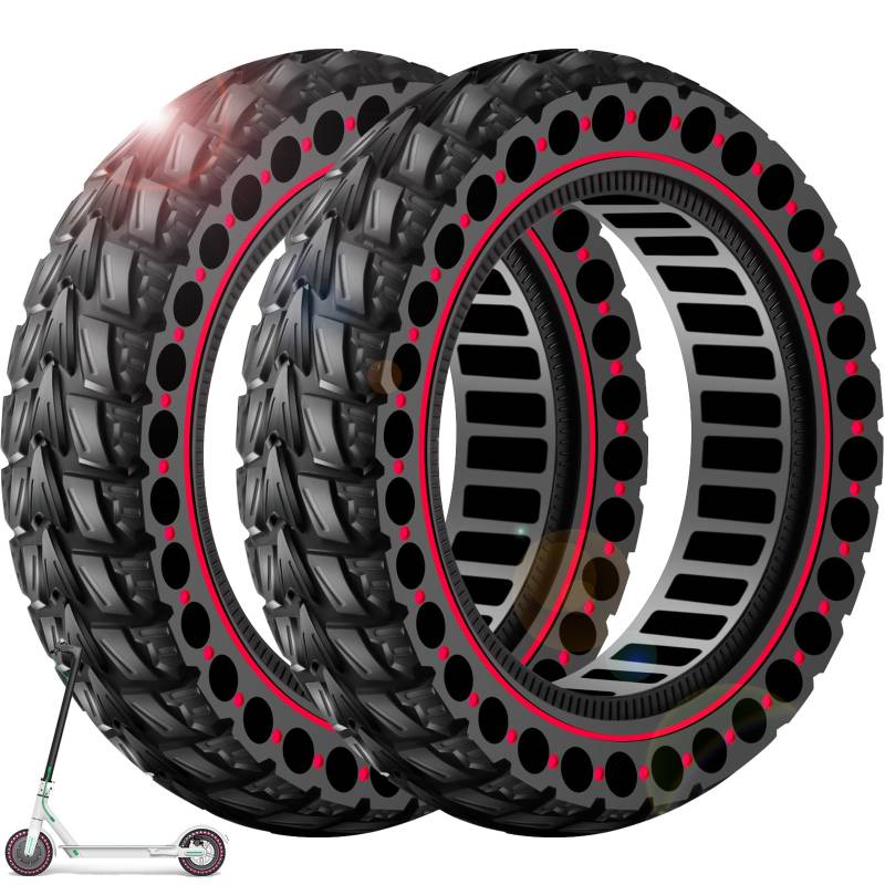 BANGTING 2PCS 60/70-6.5 E Scooter Reifen,10x2.50-6.5 Vollgummireifen, 10x2.5 zoll Ersatzreifen für Ninebot Max G2 / G30 / G30D / G30E / G30E / G30LP / G30D II / G30 Max (Rot) von BANGTING