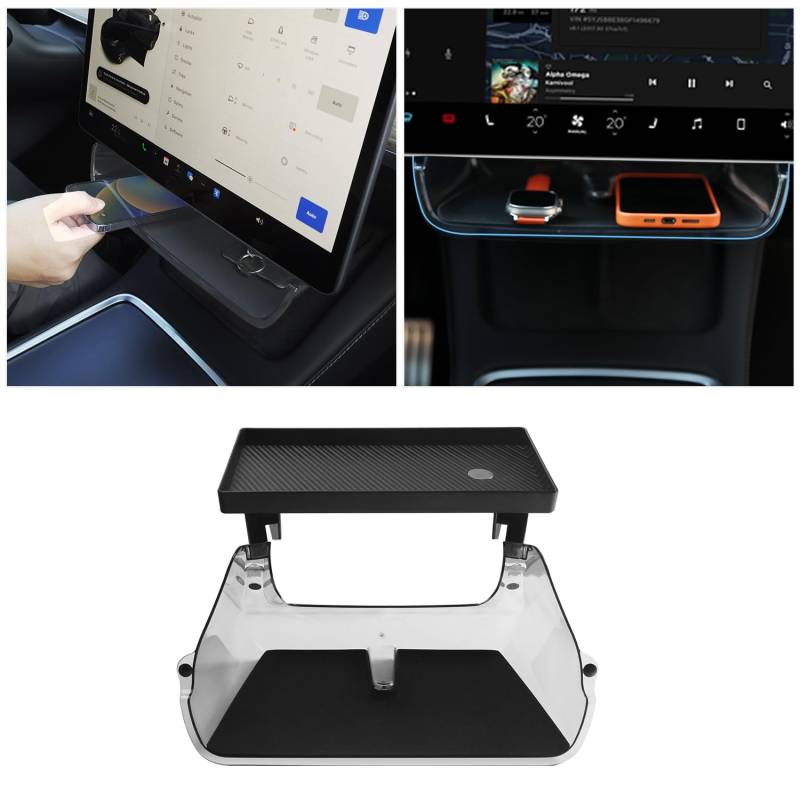BANKKY Premium Mittelkonsolen-Organizer für Tesla Model Y (2020-2024) & Model 3 (2016-2023) – Magnetic Under Screen Storage Box, einfache Montage von BANKKY