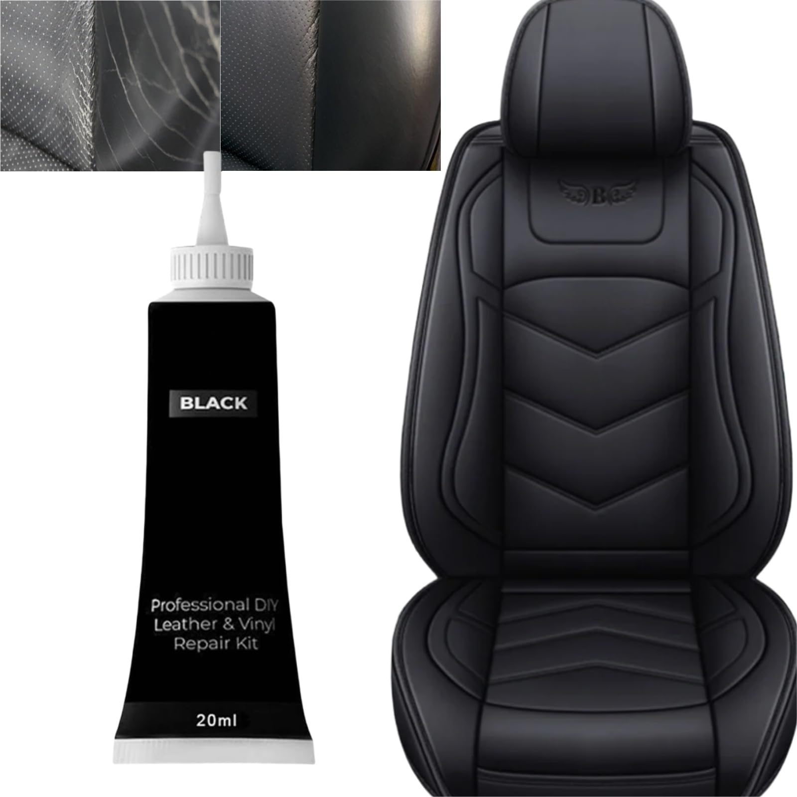 BAOSROY Leder Reparatur Set,Lederreparatur Creme,Lederbalsam,Leder-Restaurator,Leder-Farbbalsam,Lederkratzer Reparatur für Leder Restaurierung Risse Löcher,Autositze,Sofas,Schuhe Schwarz von BAOSROY
