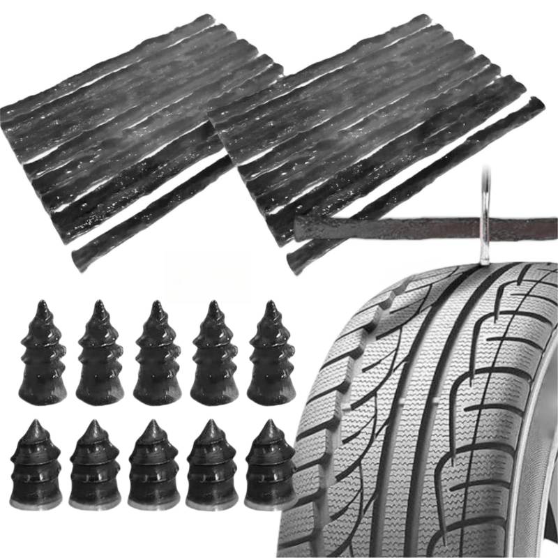 Reifen Reparaturset,20pcs Reifendichtmittel,10 pcs Reifen Reparatur Gummi Nagel,Auto Reifen Reparatur Kit,Reifenreparaturset,Reifenreparatur Streifen, Clavo de Goma,Tornillo de Neumático (Schwarz) von BAOSROY