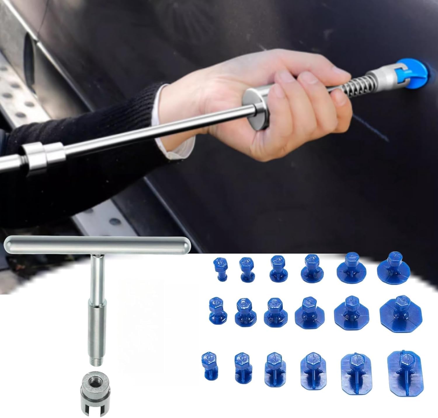 Dellen Reparaturset,Ausbeulwerkzeugset,Dellen Reparatur Ausbeulwerkzeug,Lackfreies Dellen Reparatur,Auto Paintless Dent Removal Kit,Dent Puller Kit,Dent Puller Slide Hammer für Fahrzeug Entfernen Dellen Reparaturset,Ausbeulwerkzeugset,Dellen Reparatur Ausbeulwerkzeug,Lackfreies Dellen Reparatur,Auto Paintless Dent Removal Kit,Dent Puller Kit,Dent Puller Slide Hammer für Fahrzeug Entfernen von BAOSROY