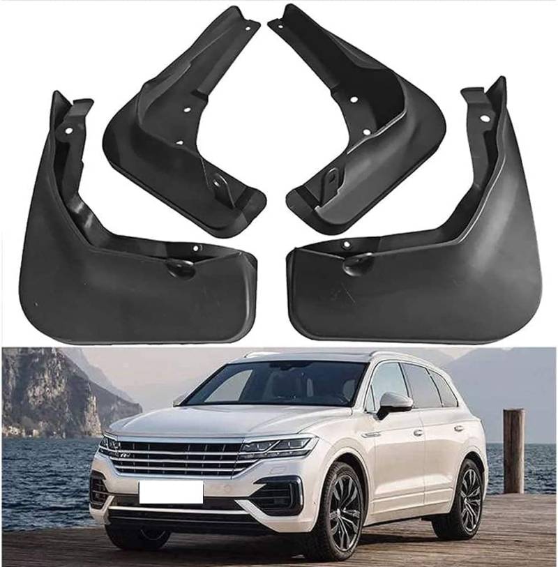 BARIQ 4 Stück Auto Schmutzfänger für VW Touareg Mk2 7p 2011-2018, Schwarz, Front und Heck, Passgenaue Kotflügel Spritzschutz Auto Externes Zubehör von BARIQ