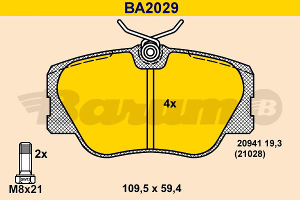 Bremsbelagsatz, Scheibenbremse Vorderachse Barum BA2029 von BARUM