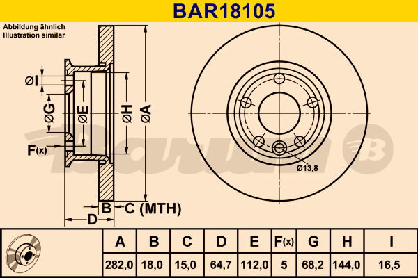 Bremsscheibe Vorderachse Barum BAR18105 von BARUM