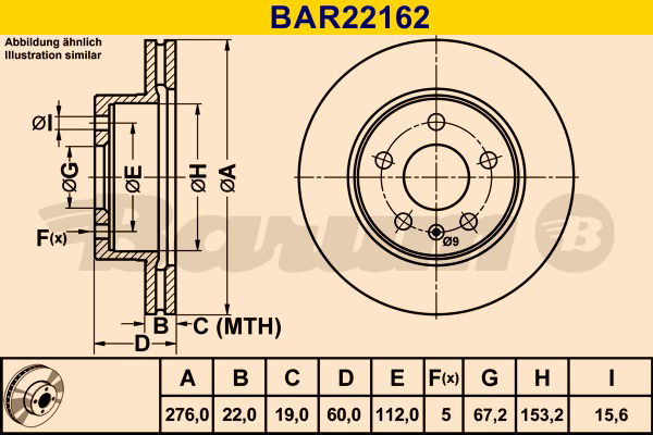 Bremsscheibe Vorderachse Barum BAR22162 von BARUM