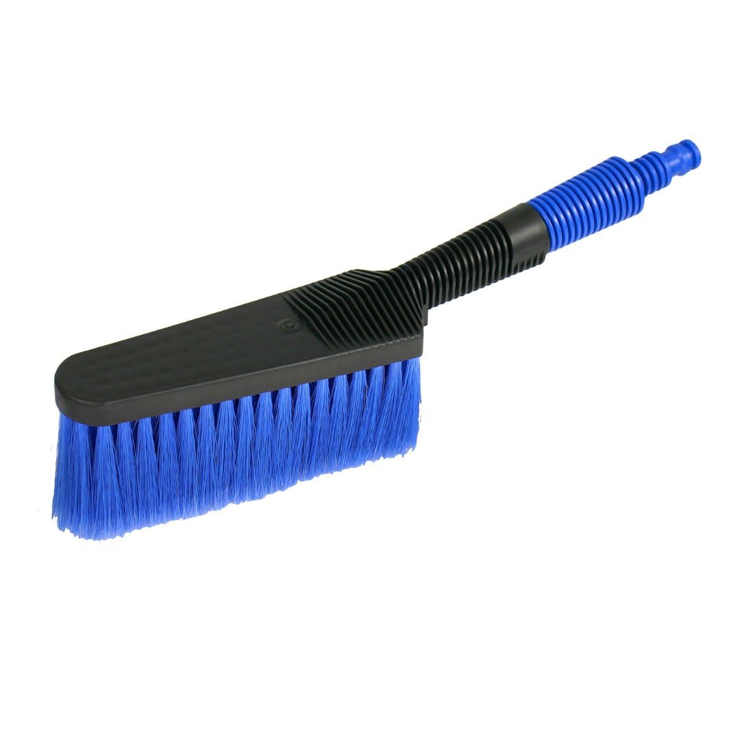 BAS Auto Waschbürste - Wasser bürste mit Schlauchanschluss - Autowaschbürste mit Wasseranschluss - Weiche und zarte Borsten - Ideal für Auto, Wohnmobil, SUV & Scheibenreinigung - Länge: 34 cm (blau) von BAS