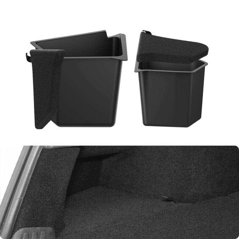 BASENOR 2024 2025 Tesla Model 3 Highland Kofferraum Organizer wasserdichter Kofferraum-Aufbewahrungsbehälter Seitenbox mit Teppichboden, Innenausstattung 2 PCS von BASENOR
