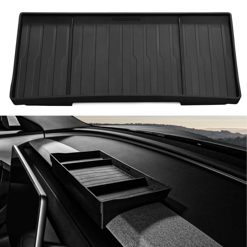 BASENOR Mittelkonsole hinter Bildschirmspeicher für 2024 2025 Tesla Modell 3(Hochland) Model Y 2025 Refresh (Juniper), Dashboard Versteckte Organizer Fach, rutschfeste Sonnenbrille Tissue von BASENOR