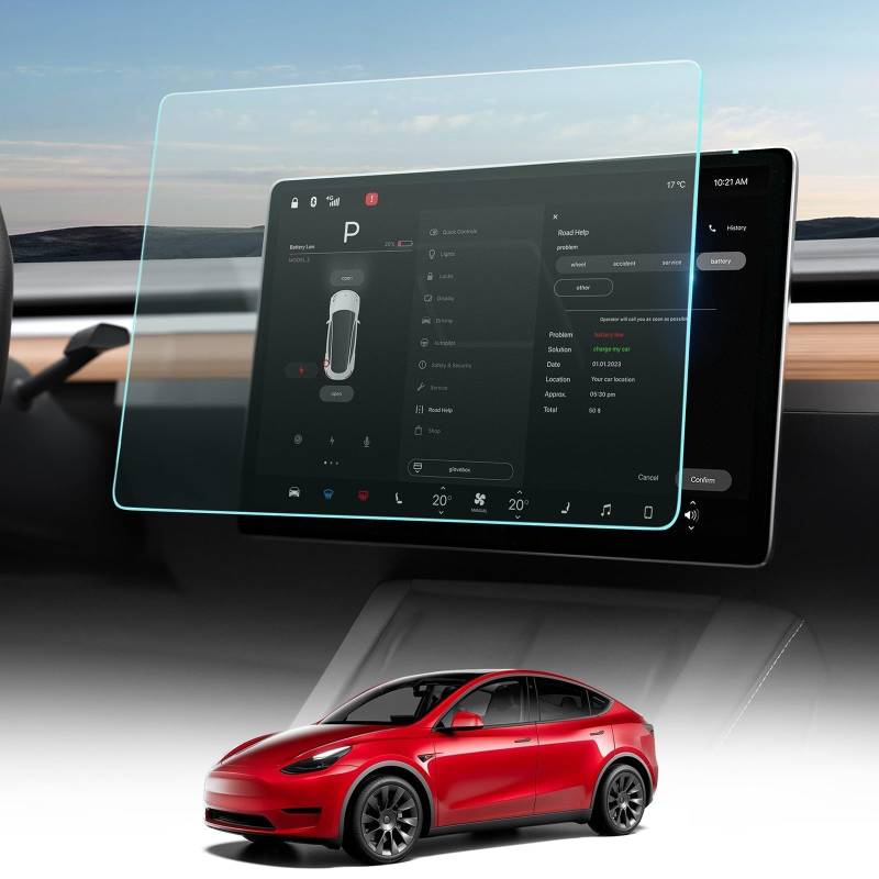 BASENOR 2025 Neueste Tesla Modell Y Modell 3 Bildschirmschutz, [Anti Fingerabdruck für Blendschutz] [9H Härte] 15 Zoll gehärtetes Glas Bildschirm Schutz für Modell Y/3 Zubehör von BASENOR