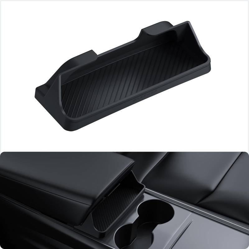 BASENOR Tesla Model 3 Model Y Mittelkonsole Sonnenbrillenhalter Armlehnenbox Silikon Brillen-Aufbewahrungsbox Schlüsselkarten- und Handyhalter 2021-2025 Tesla Zubehör Passend für Model 3 Y mit Refresh von BASENOR