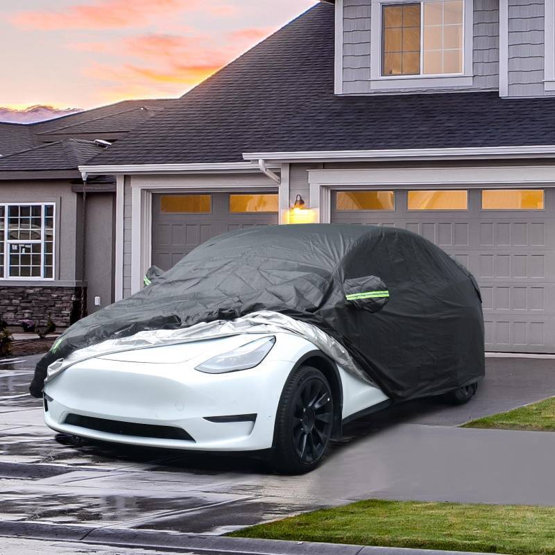 BASENOR Tesla Model Y Autoabdeckung Allwetter-UV-Schutz Volles Außenzubehör mit Ladeanschlussöffnung & belüftetem Netz für Model Y 2024 2023 2022 2021 Gen 2 Schnee von BASENOR