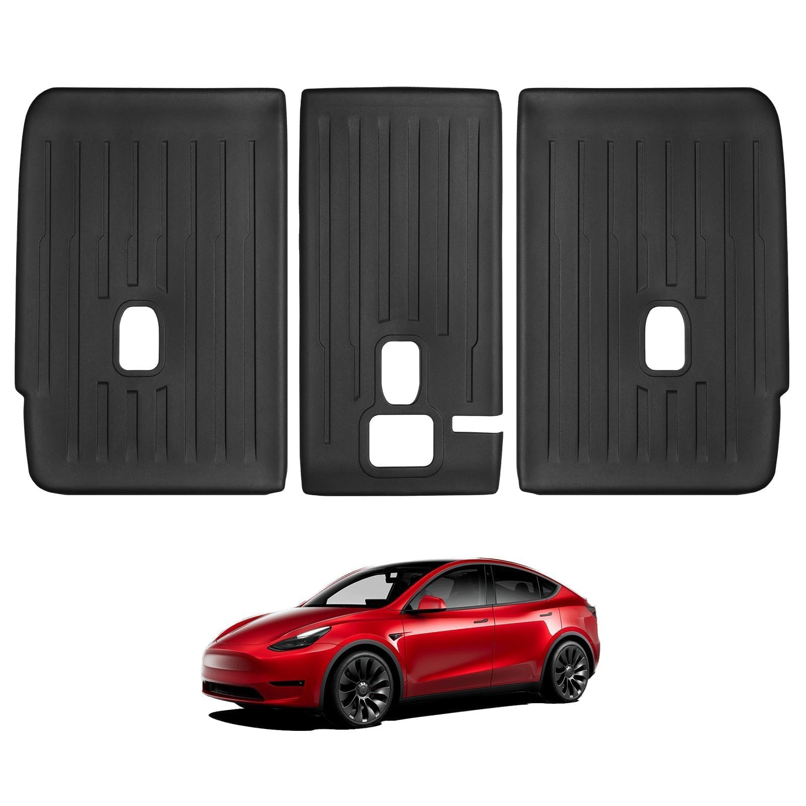 BASENOR 3PCS Tesla Modell Y Zweite Reihe Sitze Rückabdeckung Allwetter TPE Rücksitz Schutz wasserdichte innere Rückenlehne Abdeckung Haustier Matte für 2025-2020 Modell Y Zubehör von BASENOR