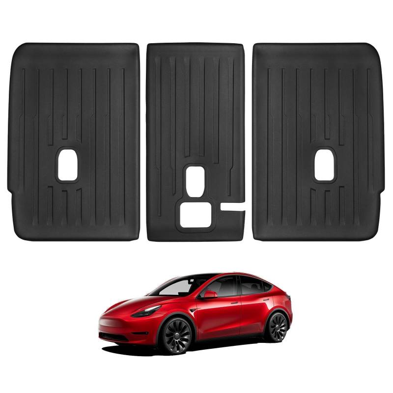 BASENOR 3PCS Tesla Modell Y Zweite Reihe Sitze Rückabdeckung Allwetter TPE Rücksitz Schutz wasserdichte innere Rückenlehne Abdeckung Haustier Matte für 2025-2020 Modell Y Zubehör von BASENOR